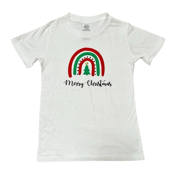 NEW Merry Christmas Rainbow Graphic Tee Size 4 - Picture 1 of 5